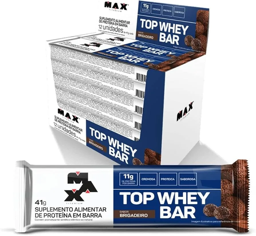 BARRA DE PROTEÍNA TOP WHEY BAR BRIGADEIRO 41G MAX TITANIUM